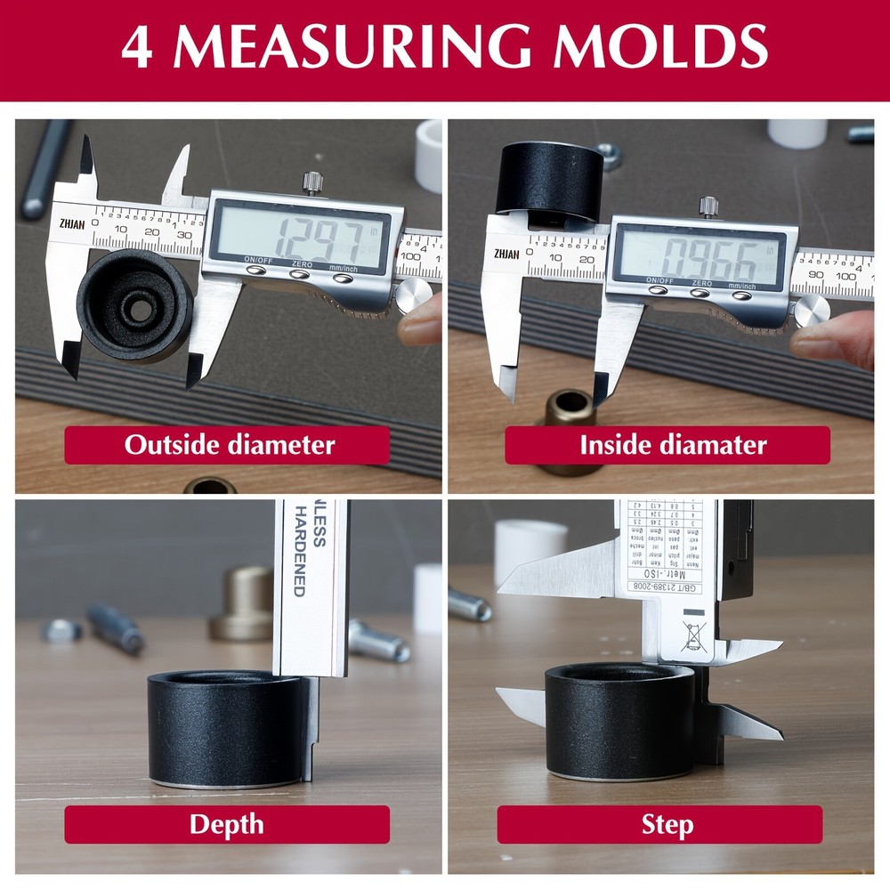 19A05 Electronic Digital Caliper, Precision Measuring Tool with Zero-Set