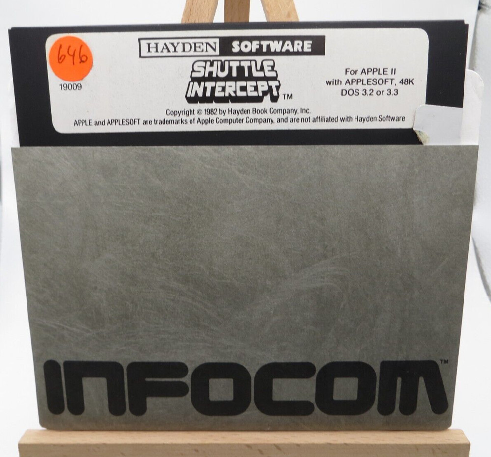 APPLE II 5.25" Floppy Disk Shuttle Intercept vintage computer game program 1982