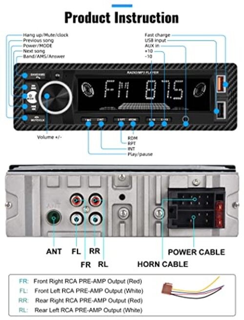 Single Din Bluetooth Multimedia Car Stereo Radio Bluetooth 1 Din MP3 Player