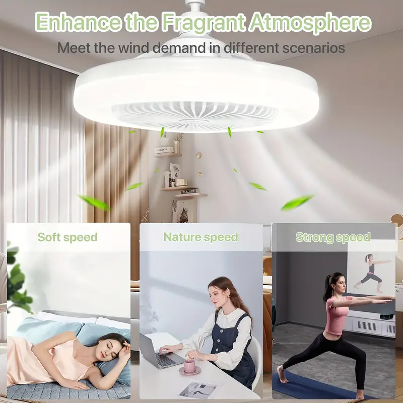 Socket Ceiling Fans with Lights and Remote- Socket Fan light with Dimmable Led