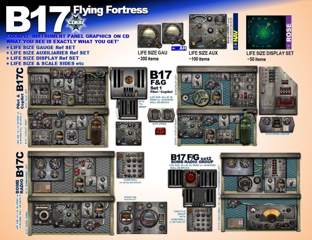 B17 FORTRESS COCKPIT instrument panel CDkit