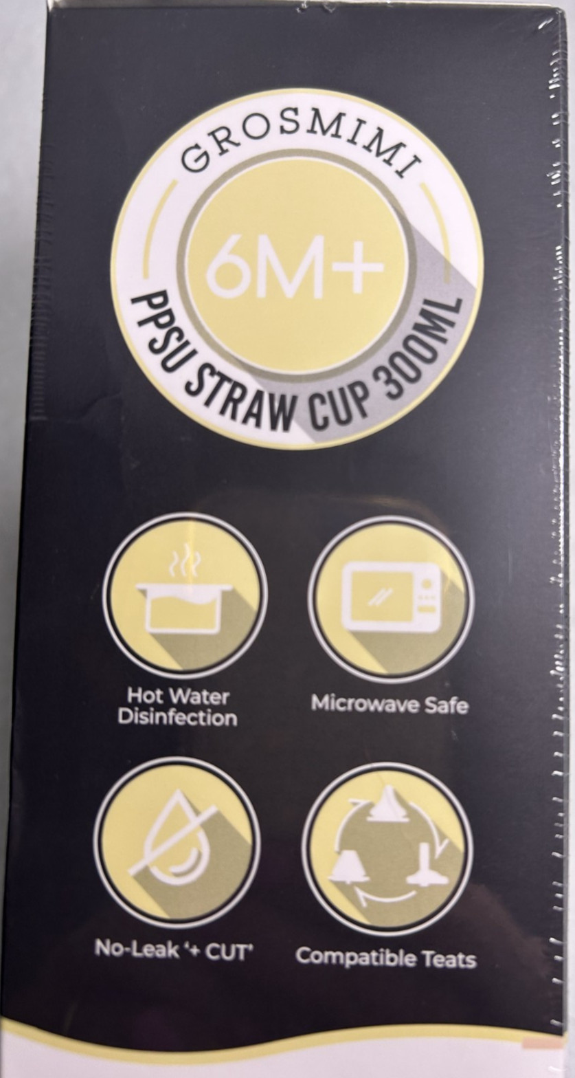 GROSMIMI Spill Proof MAGIC Sippy Cup Straw Handles BUTTER YELLOW Type A Sealed