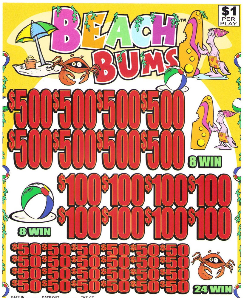 Pull Tab - Jar - Tickets Game - Beach Bums 7440ct