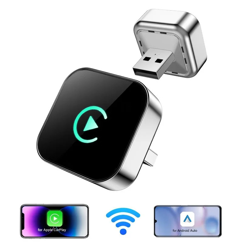 2-in-1 Wireless CarPlay Android Auto Adapter for iPhone Android with USB/USB-C