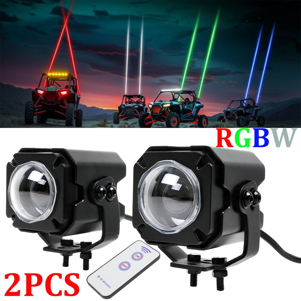 2X Whipless Laser Whip Light Kit RGBW w/Remote Multi-Function UTV ATV OFFROAD