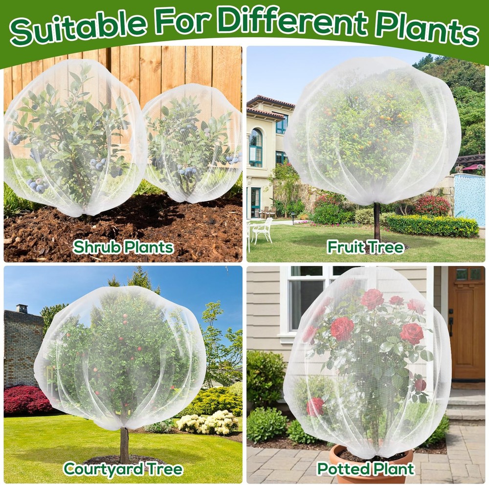 2PCS Fruit Tree Netting with Drawstring, 7 x 6ft 6 x 7FT/2Pack, White