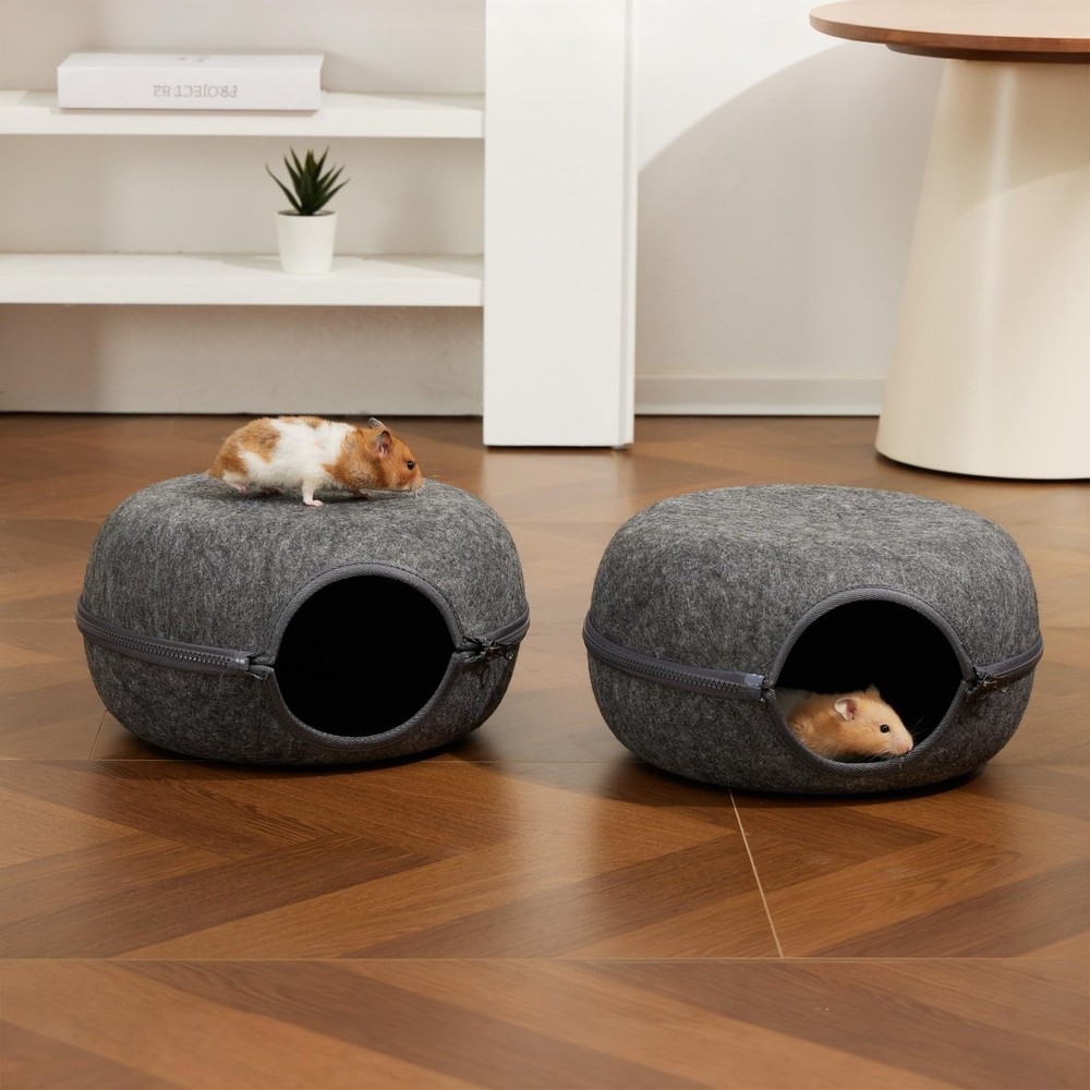 Guinea Pig Hideout 2 Pack, Double Function Guinea Pig Bed with 3 Soft Cushion...