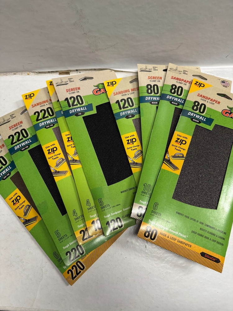 10 Variations of Gator Sandpaper, Zip Sanding Mesh Hook & Loop, Screen Clamp On