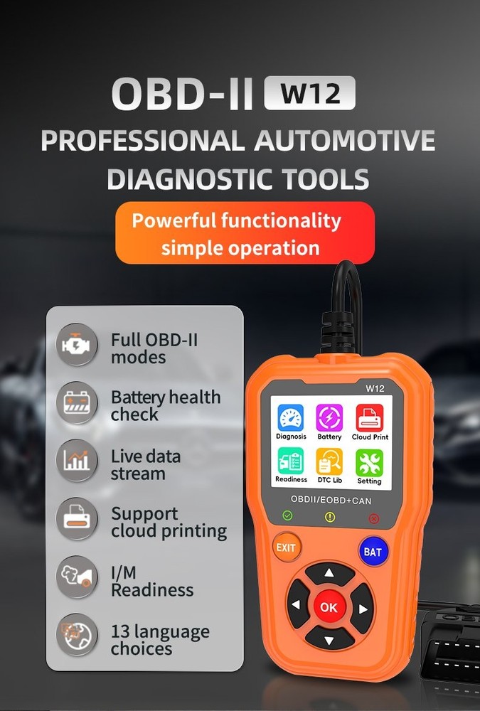 FISONA W12 5600 OBD2 Scanner ABS SRS EPB Code Reader All System Diagnostic Tool