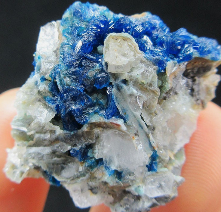 Rare Blue Veszelyite and Hemimorphite on Quartz Dongchuan District Yunnan