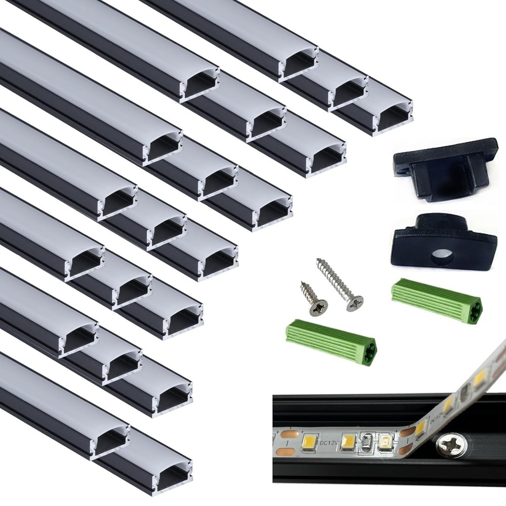 20-Pack 3.28FT Pre-Drilled Countersunk Hole LED Strip U Channel Diffuser,Matte B