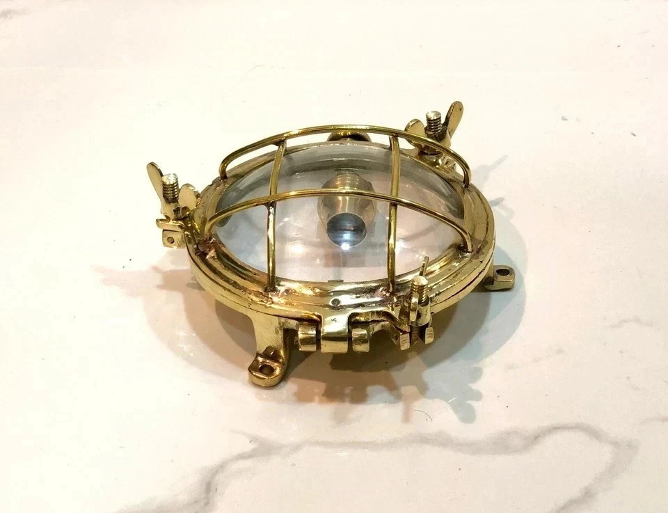 Antique Nautical Maritime Ship Solid Brass Passageway Ceiling/Deck light 3pc