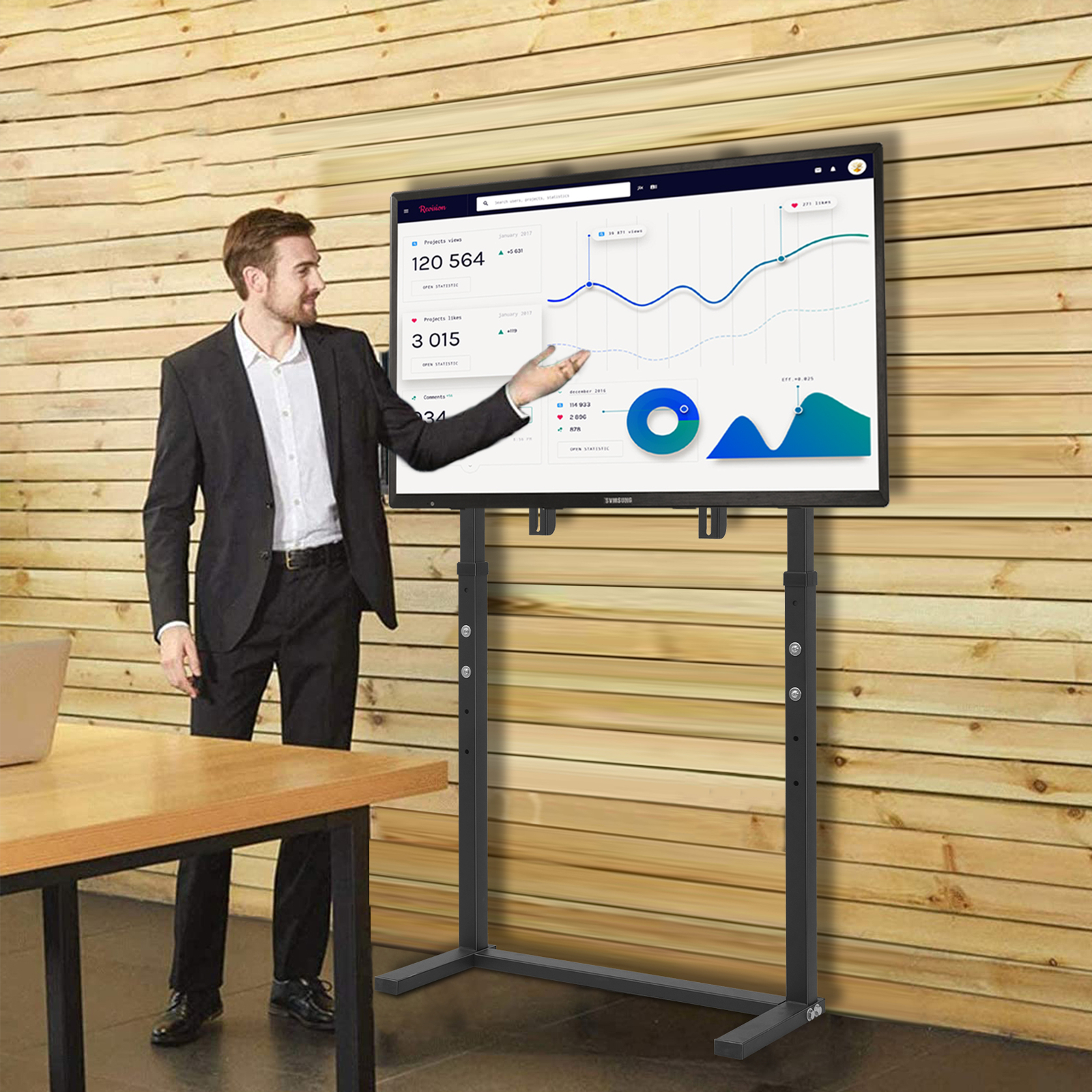 32 -100" Large TV Floor Stand Base TV Mount Holder Bracket Living Room Bedroom