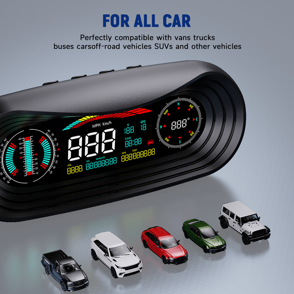 ANCEL P18 GPS Digital Speedometer Head Up Display Meter Compass High-precision