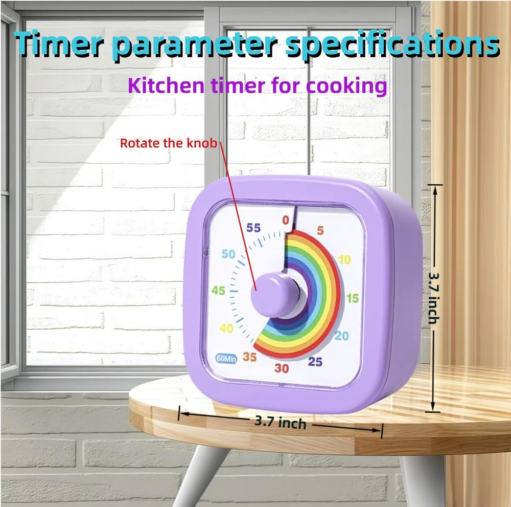 Kids Visual Timer Cute Rainbow - 60 Minute Countdown Timer Time Management for K