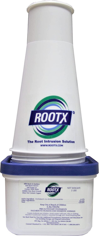 ROOTX - 2LB. JAR with Funnel/Applicator Foaming Root Control for Sewer Lines An