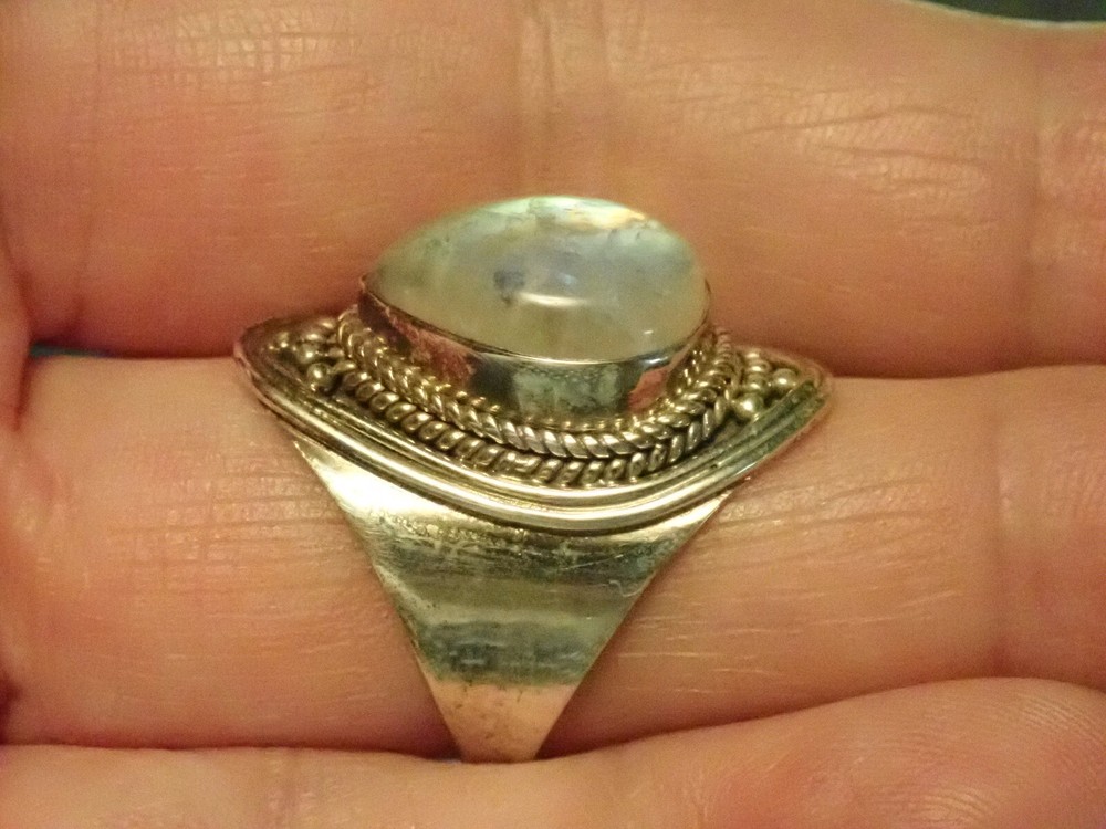 Rainbow Moonstone Sterling Silver Ring sz.7