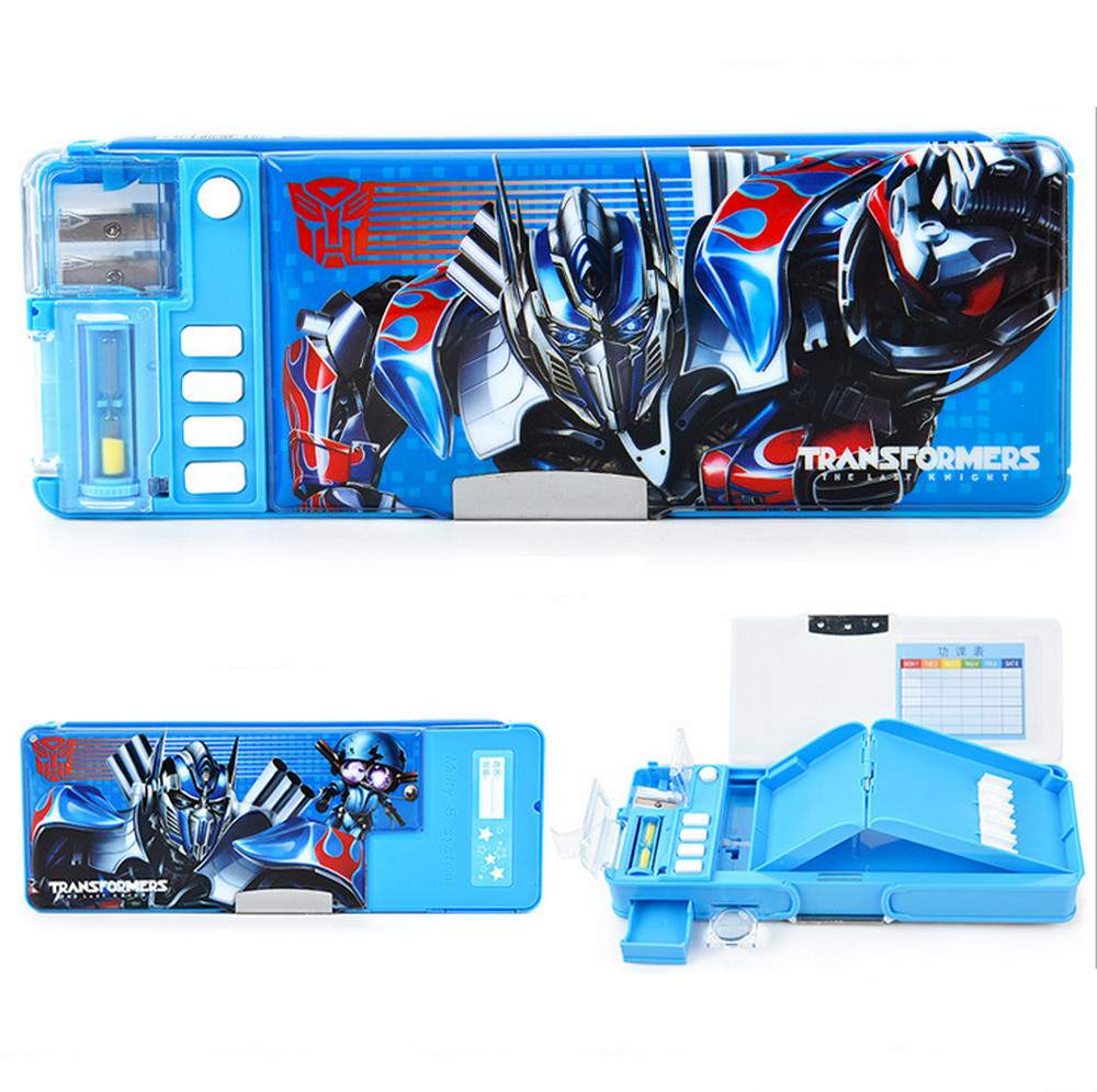 Multi-function Boy'S Pencil Box School Pencil Pen Box Transformers Bumblebee