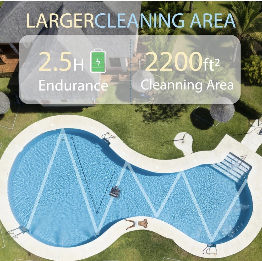 Cordless Robotic Pool Cleaner/Automatic Pool Vacuum Robot for Above & Inground