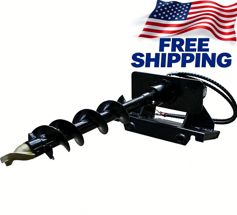 8-Inch Auger Post Hole Drill for Mini Skid Steer Loader, New