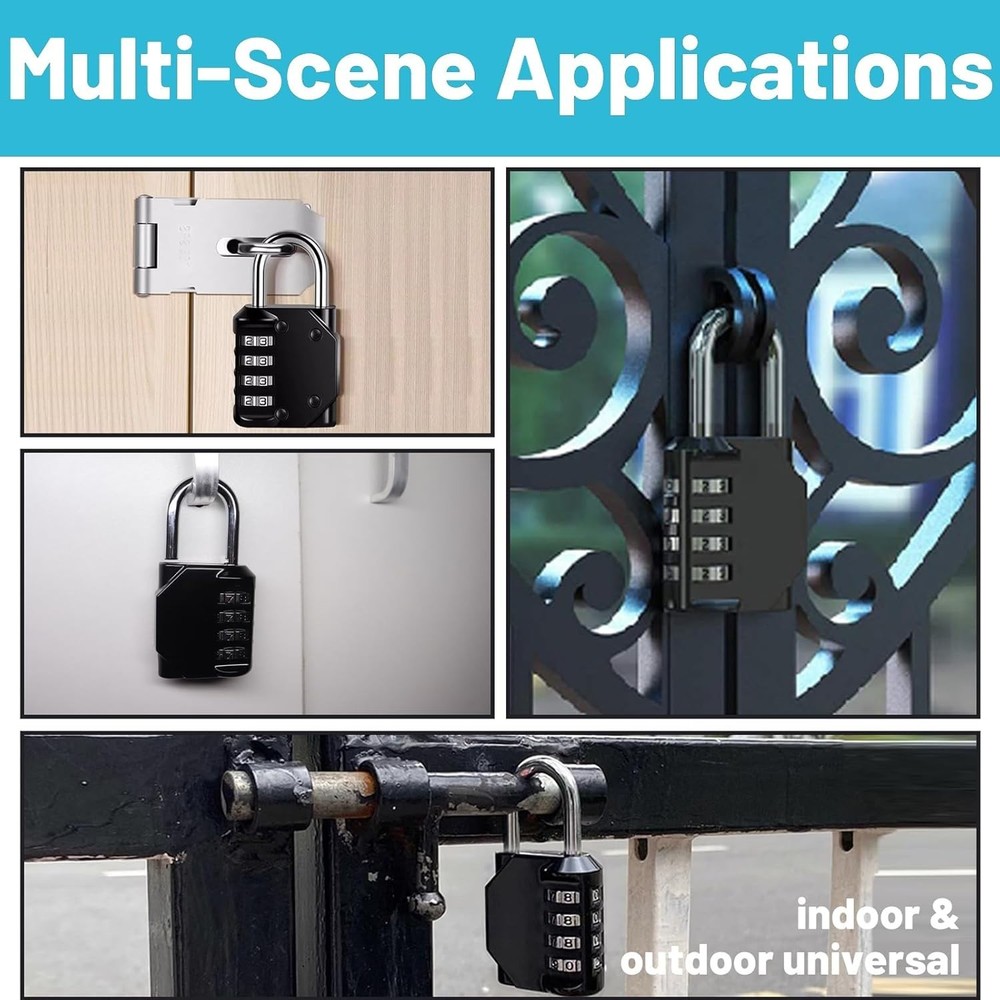 Resettable Portable Combination Padlock - Versatile Security for Outdoor Storage