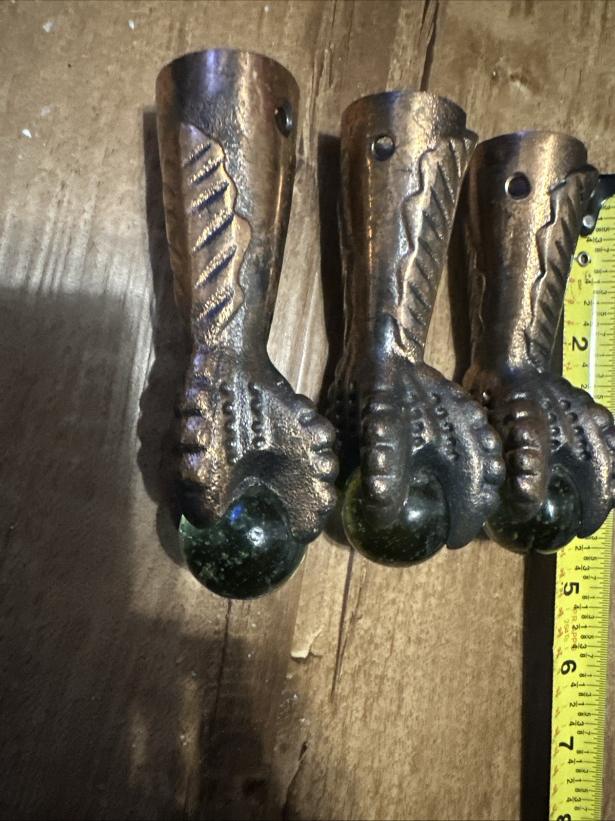 Lot Of 7 Antique Cast Iron Eagle Claw glass Ball Foot / Piano Stool Feet