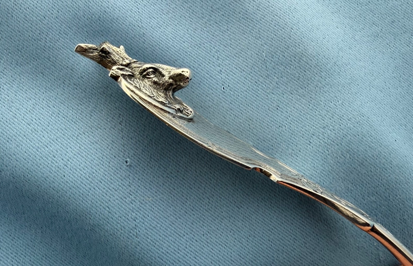 Albert Coles Coin Silver Soup Ladle Saxon Stag 12 Inches No Mono