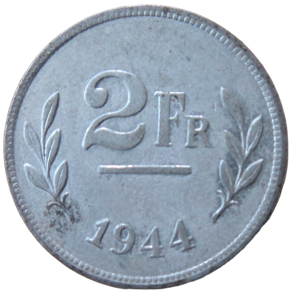 BELGIUM. 2 FRANCS, 1944.
