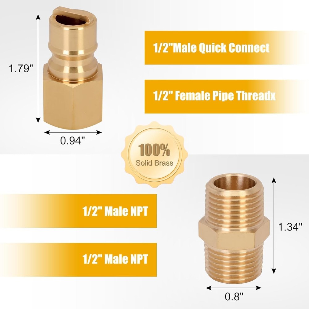 Brass Quick Connect Kit - 1/2" for Portable Generator