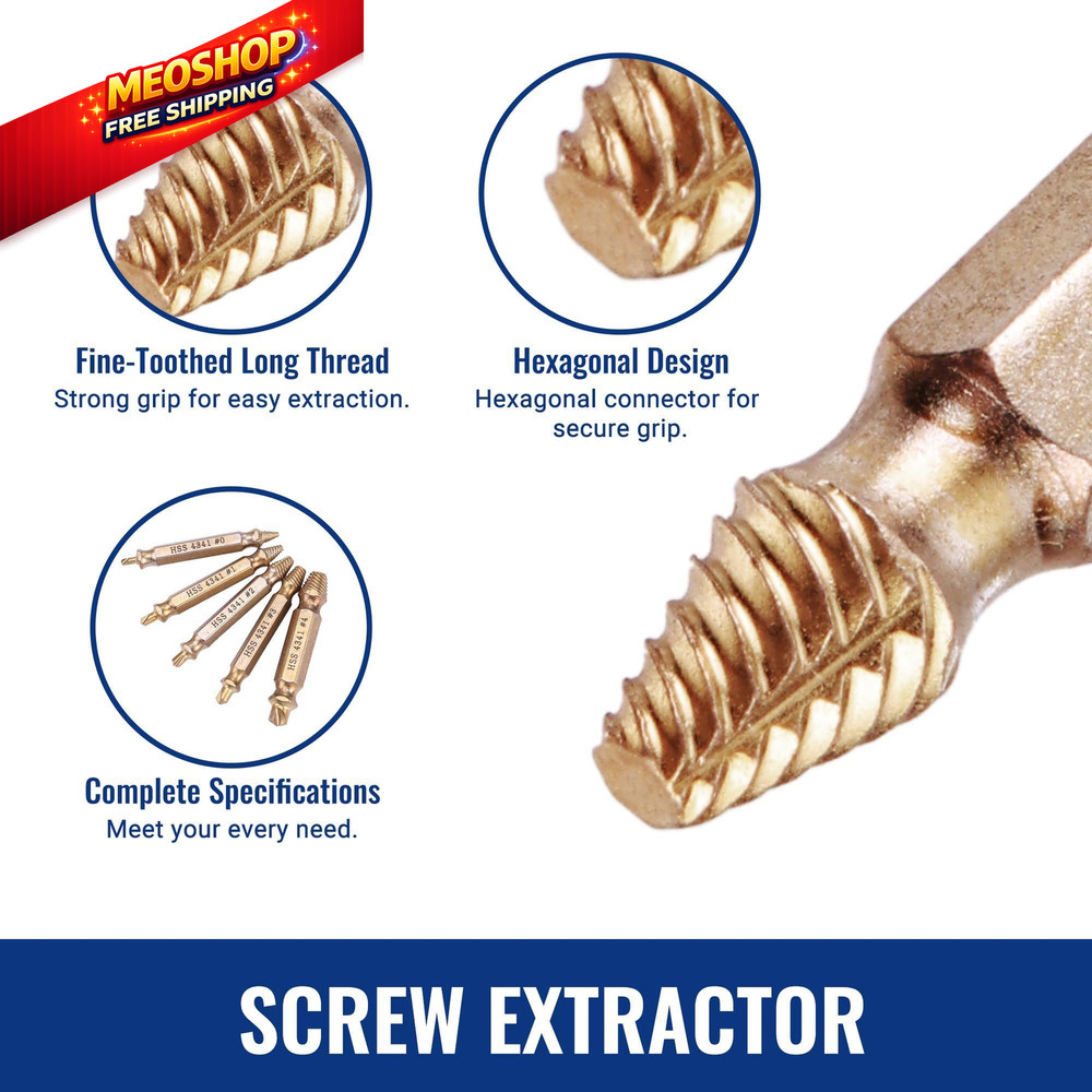 WORKPRO 6PCS Stripped Screw Extractor Set, Titanium Coated Broken Bolt...