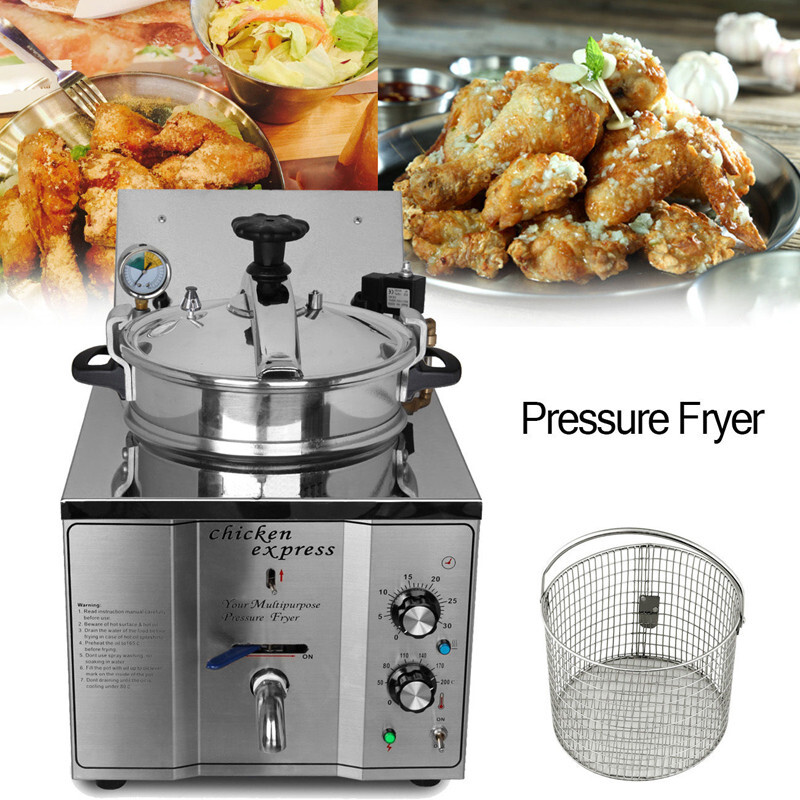 16L High Pressure Fried Chicken Machine 110V Chicken Pressure Food Oven Fryer