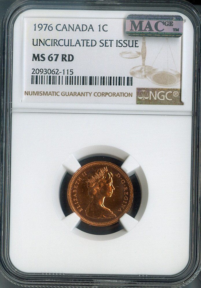 1976 Canada Small Cent NGC MS67 RD MAC - Quality