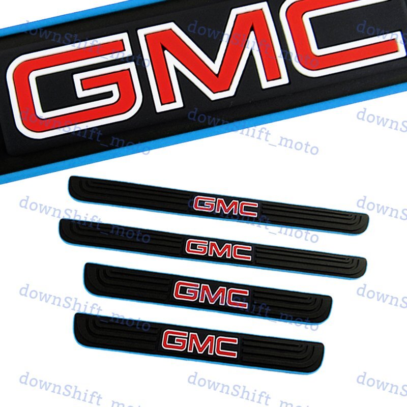 For 4PCS BlackGMCBlue Rubber Car Door Scuff Sill Cover Panel Step Protector