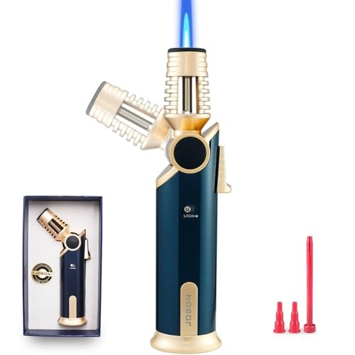 Butane Torch Lighter, 60° Rotatable Refillable Kitchen Cooking Torch Gold