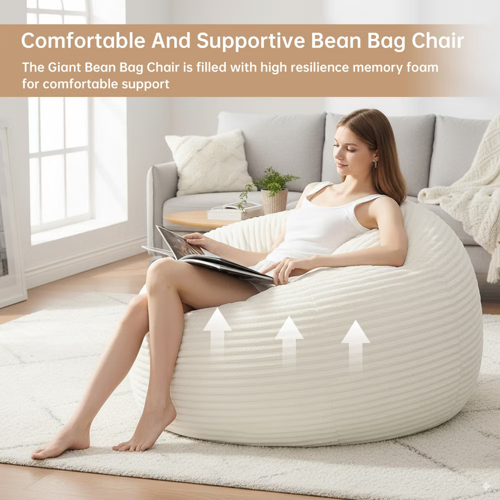 Hooseng 3.5 FT Bean Bag Chairs for Adults, Large Corduroy Bean Bag