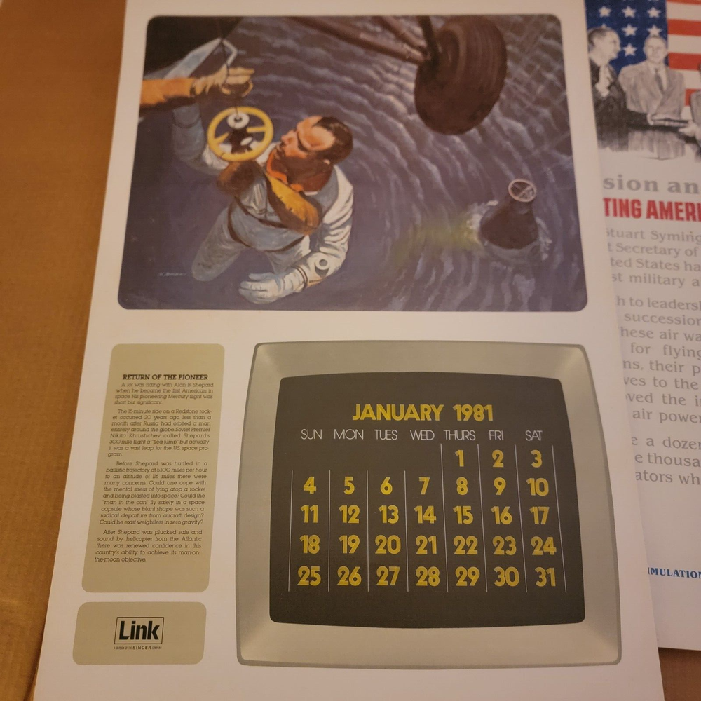 TWO (1981 & 1986) Trainer Flight Simulator by Singer Co. Annual Calendars PLUS !