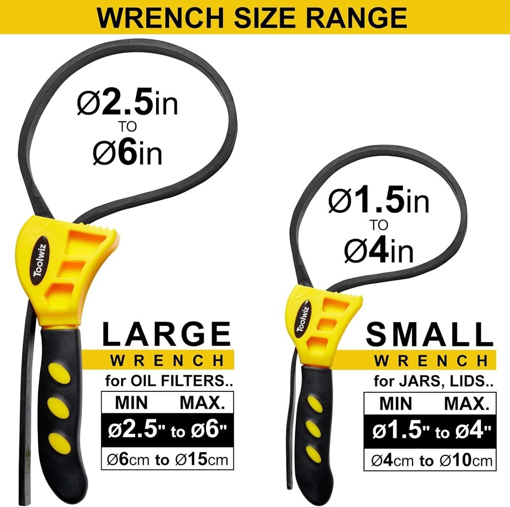 Adjustable Yellow Rubber Strap Wrench Set: 19.7 & 24 Inch for Mechanical Use