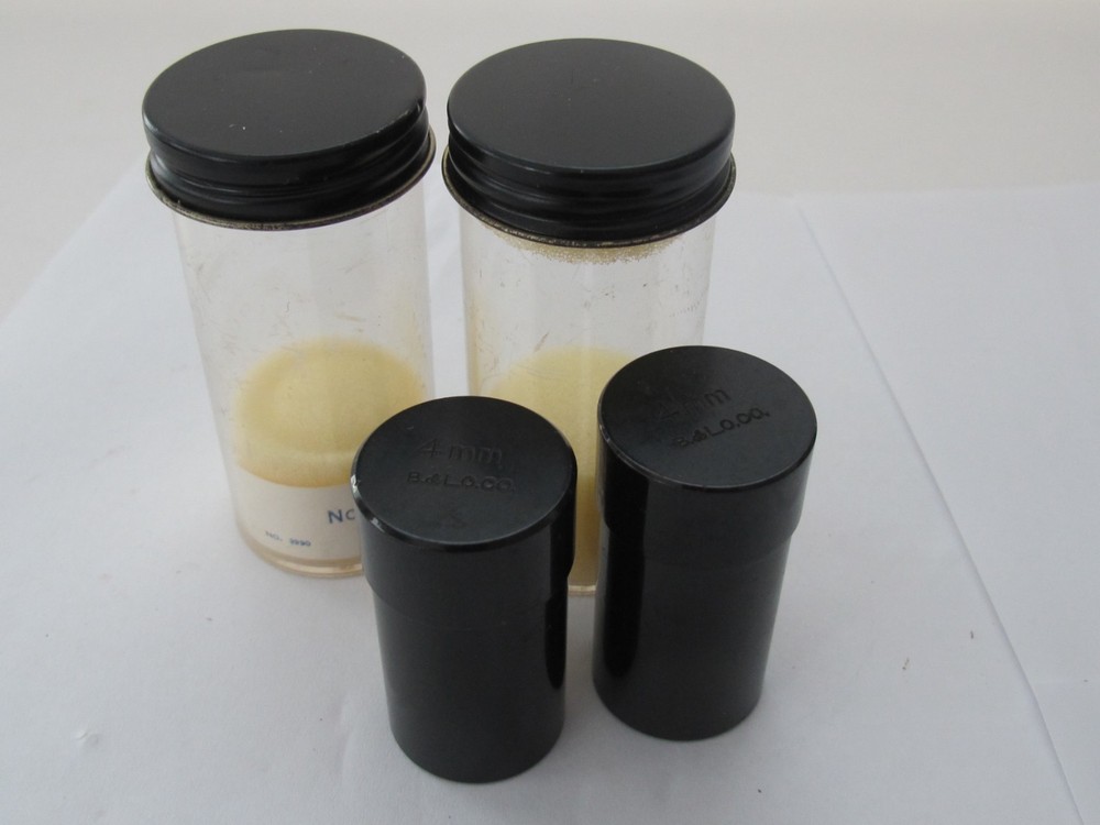 Bausch & Lomb Microscope Objective EMPTY Case LOT (2) Metal (2) Plastic