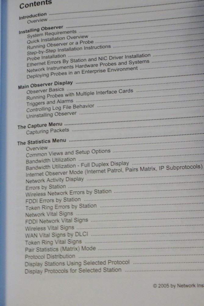 Network Instruments LLC Observer 11 Reference Guide 2005 Paperback