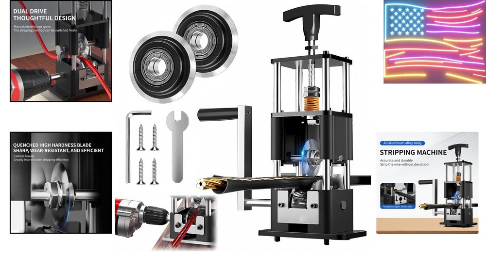 Copper Wire Stripping Machine, Adjustable 0.04” to 1”, Includes 2 Replaceable...