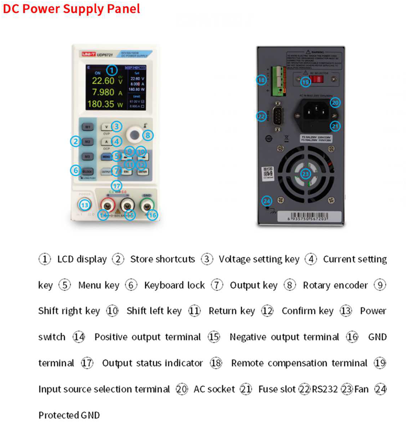 UNI-T Programmable DC Power Supply 60V/5A/8A Power ratio 3.0/SCPI/RS232/Software