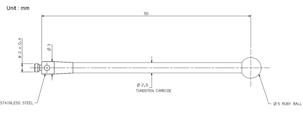 CMM Touch Probe Styli M2 Thread Probe Stylus 5mm Ruby Ball Tips A-5003-0049