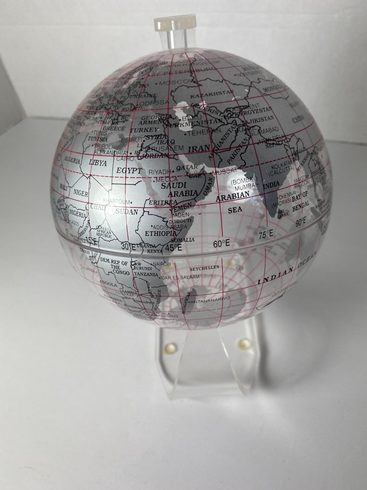2002 Spherical Concepts 8" Clear World Globe Acrylic Stand Desk Globe
