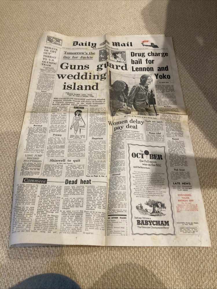 Lennon on Daily Mail_- Front Page Only 1968