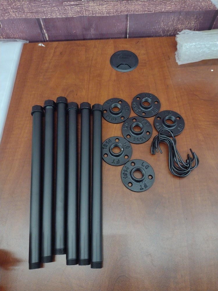 6pcs Industrial Clothes Rack, 12in, Rustic Black