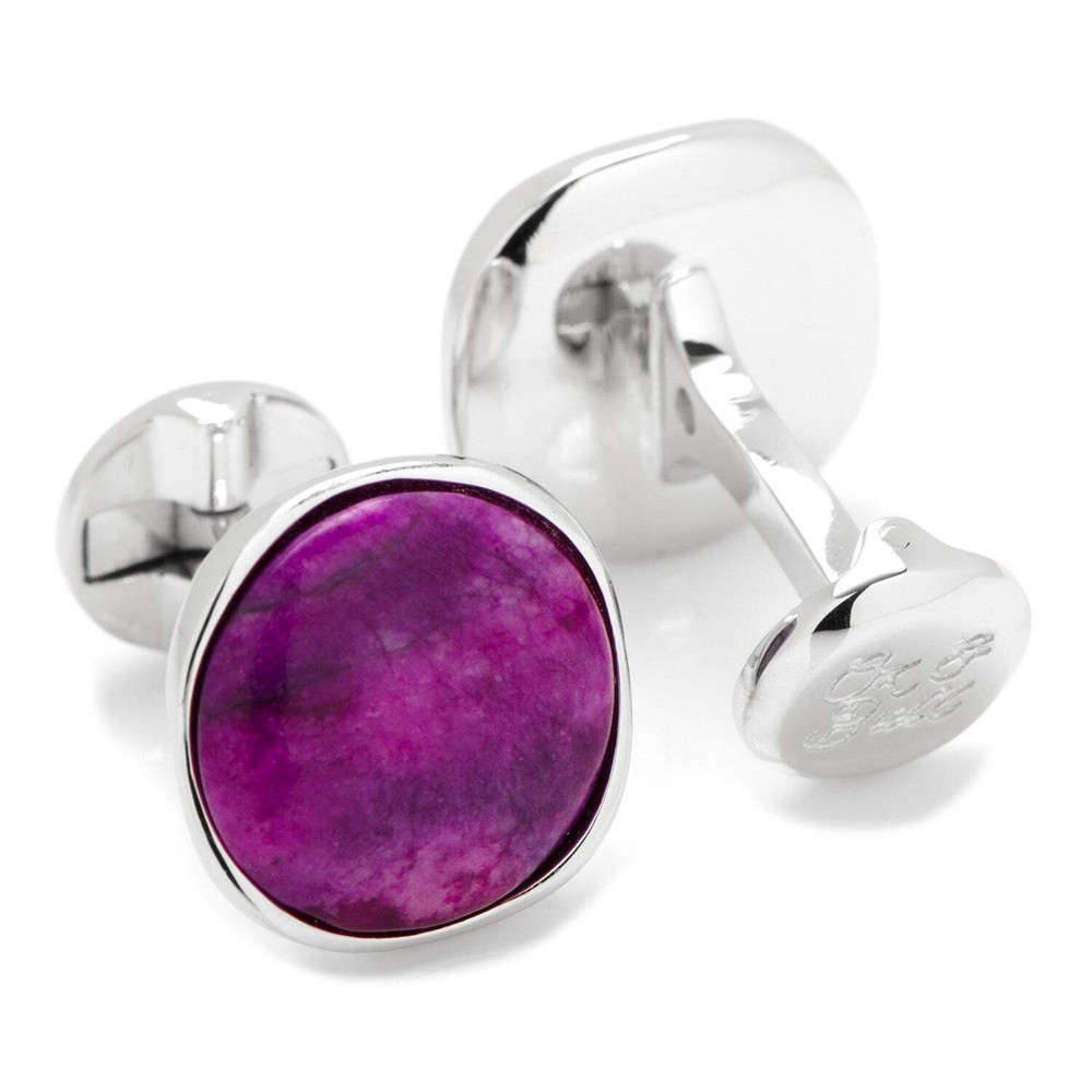 Sterling Silver Classic Round Sugilite Nebula Cufflinks