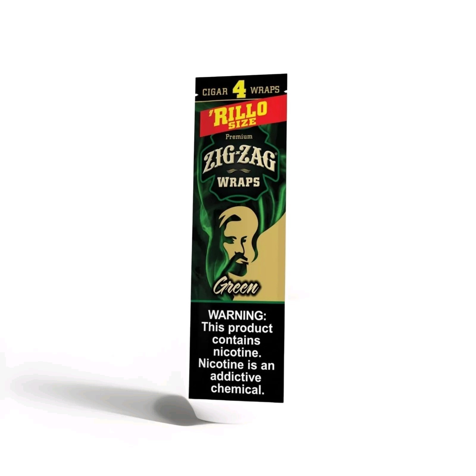 ZIg Zag Cigar Wraps Rolling Size Green- 4 Count (Pack of 15)