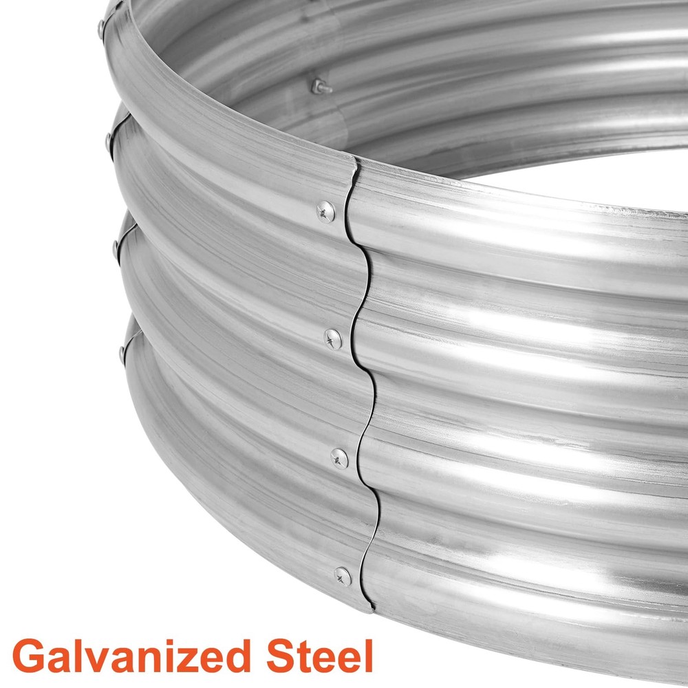 Galvanized Fire Pit Ring for Outside Wood Burning, Metal Firepit Liner for Ab...