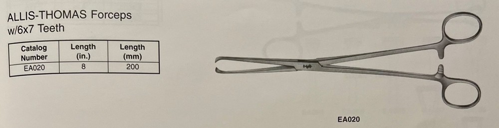 AESCULAP EA-20 Allis-Thomas Forceps 6x7teeth, 8” NOS, Sealed!