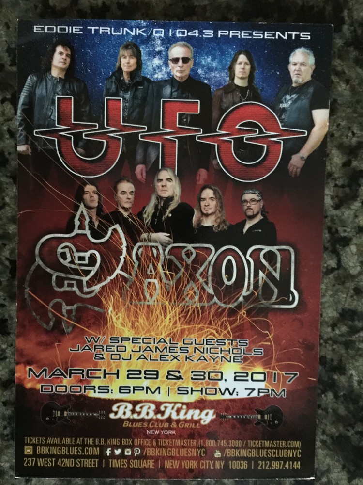 UFO / Saxon   ad/flyer  NYC  BB.Kings concert March 2017 Y & T